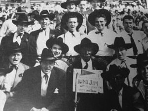 "Blind Jim" with UM students in the 1940s.